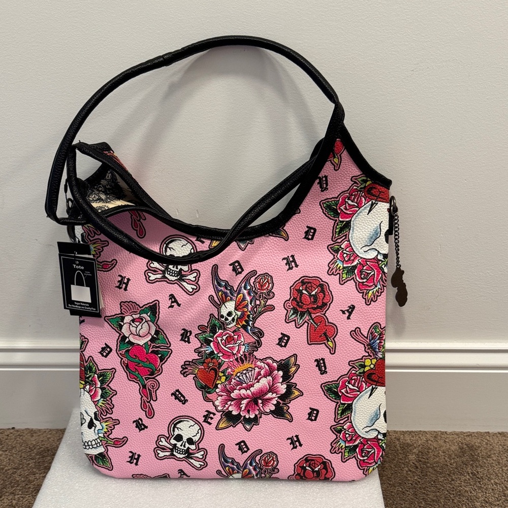 Ed Hardy skull and roses tote shoulder bag purse NWT - Picture 2 of 7